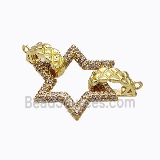 Copper Star Clasp Pave Zirconia Gold Plated