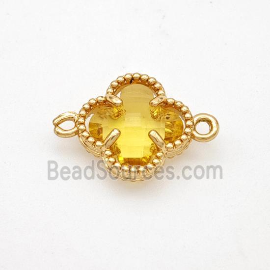 Golden Crystal Glass Copper Clover Connector Gold Plated