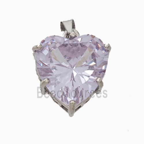 Copper Heart Pendant Pave Crystal Glass Platinum Plated