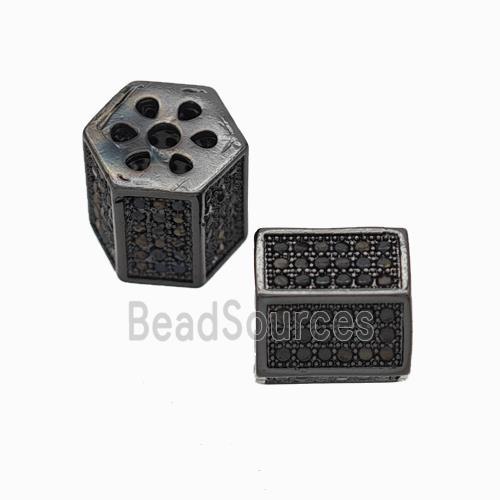 Copper Tube Beads Pave Zirconia Large Hole Black Plated