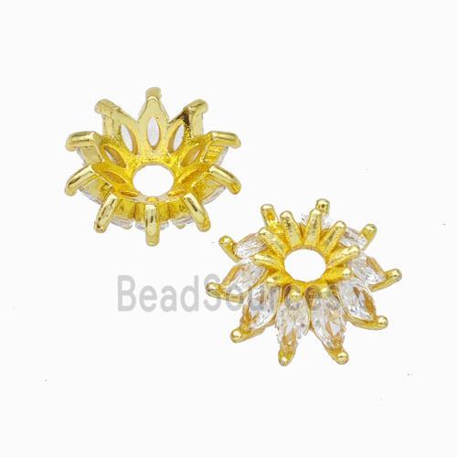 Copper Beadcaps Micropave Zirconia Gold Plated