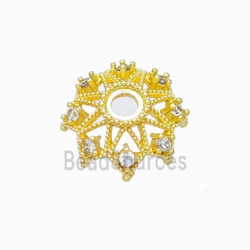 Copper Beadcaps Micropave Zirconia Gold Plated