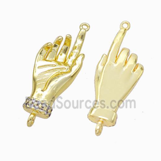 Copper Hand Connector Pave Zirconia Gold Plated