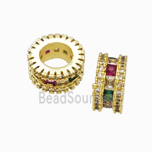 Copper Heishi Spacer Beads Micropave Zirconia Large Hole Gold Plated