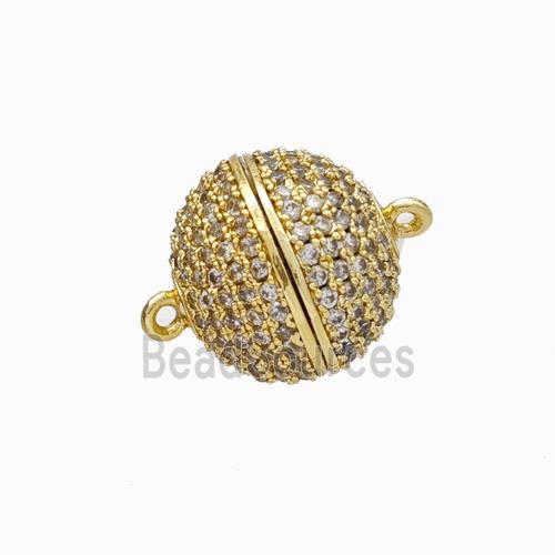 Copper Magnetic Clasp Micropave Zirconia Ball Gold Plated