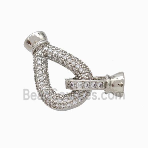 Copper Cordend Clasp Pave Zirconia Platinum Plated