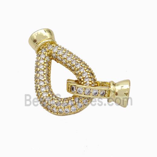 Copper Cordend Clasp Pave Zirconia Gold Plated