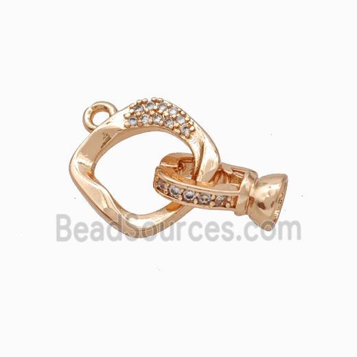 Copper Cordend Clasp Pave Zirconia Rose Gold