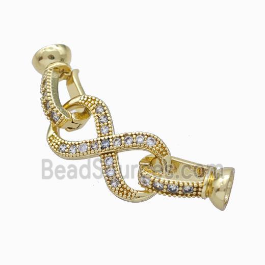 Copper Cordend Clasp Pave Zirconia Infinity Gold Plated