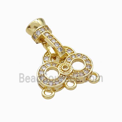 Copper Cordend Clasp Pave Zirconia 1-3 Gold Plated