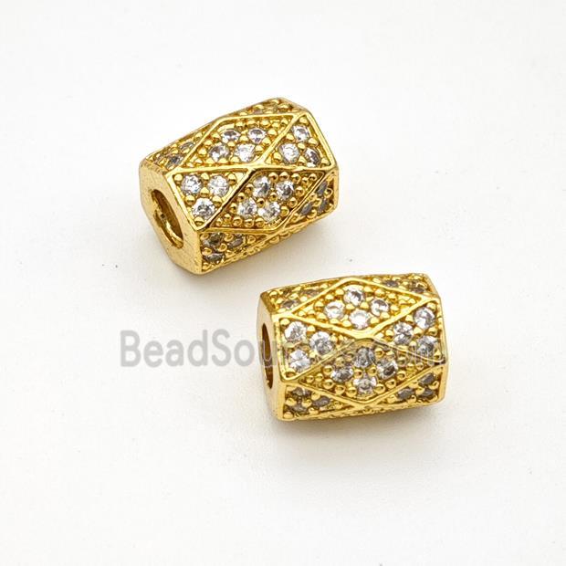 Copper Tube Beads Micropave Zirconia Large Hole Gold Plated