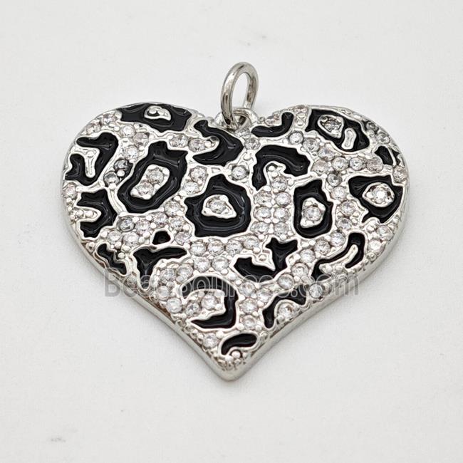 Copper Pendant Micropave Zirconia Black Enamel Platinum Plated