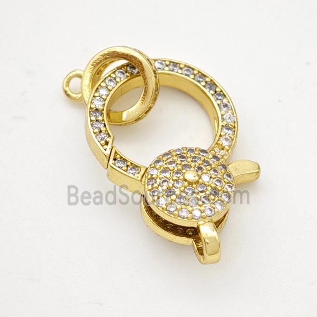 Copper Lobster Clasp Micropave Zirconia Gold Plated