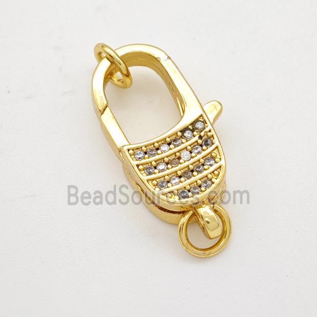 Copper Lobster Clasp Micropave Zirconia Gold Plated