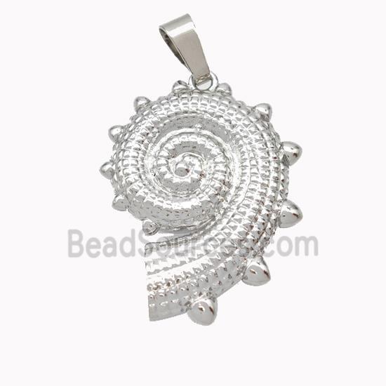 Spiral Shell Charms Copper Pendant Platinum Plated