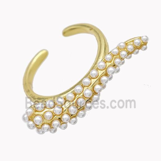 Copper Ring Micropave Pearlized Resin Gold Plated