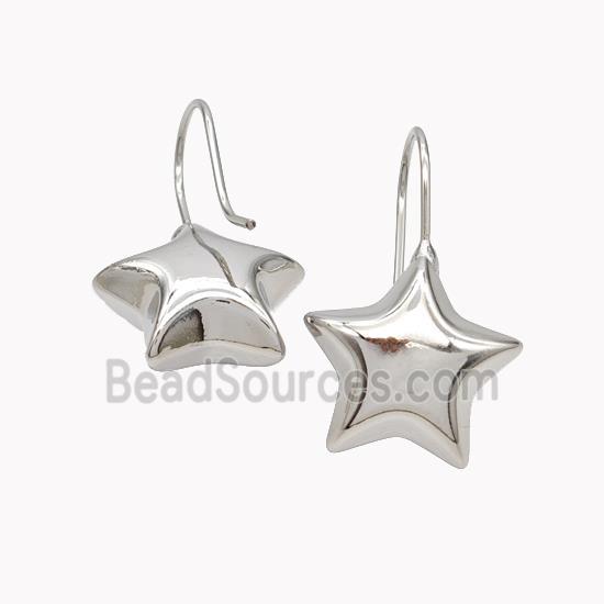 Copper Star Hook Earrings Platinum Plated