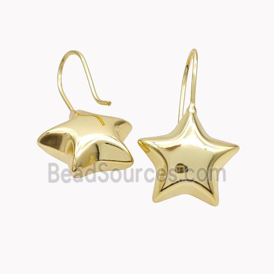 Copper Star Hook Earrings Gold Plated