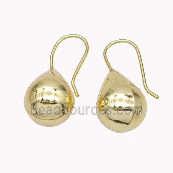 Copper Teardrop Hook Earrings Gold Plated