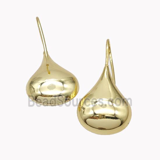 Copper Teardrop Hook Earrings Gold Plated