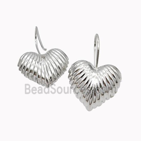 Copper Heart Hook Earrings Platinum Plated