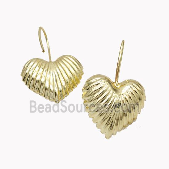 Copper Heart Hook Earrings Gold Plated