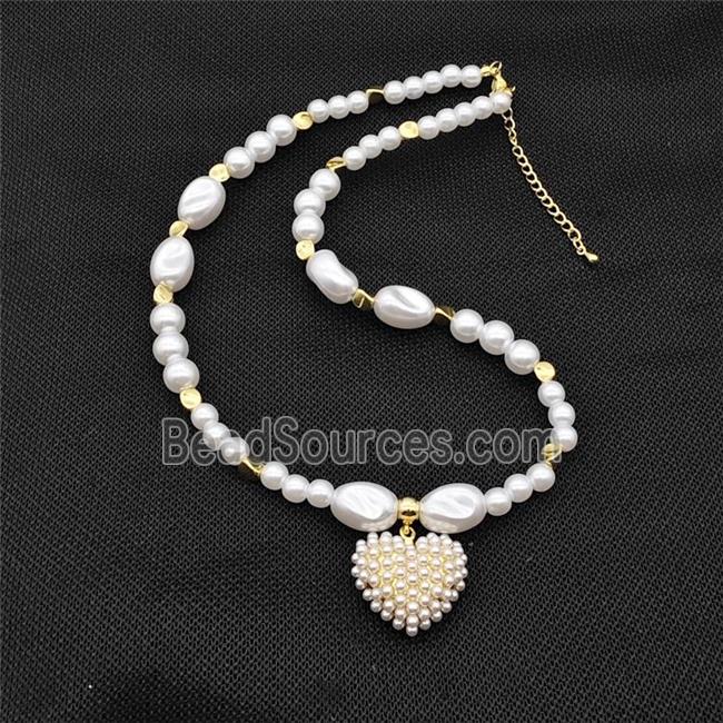 Pearlized ABS Resin Necklace With Heart