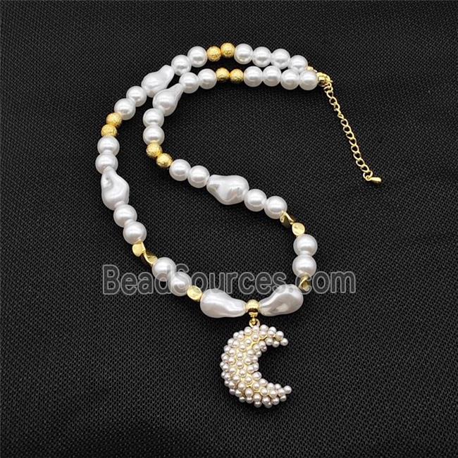 Pearlized ABS Resin Moon Necklace