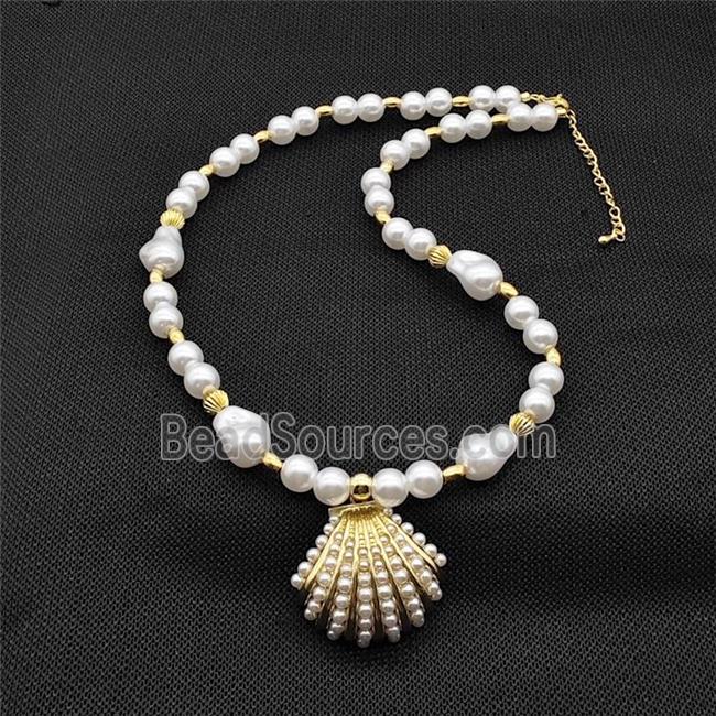 Pearlized ABS Resin Necklace Scallop Shell