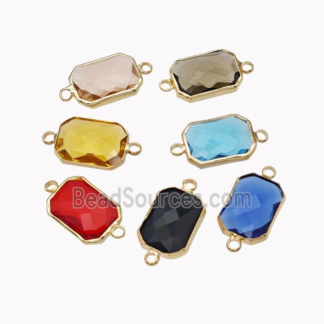 Crystal Glass Rectangle Connector Mixed Color