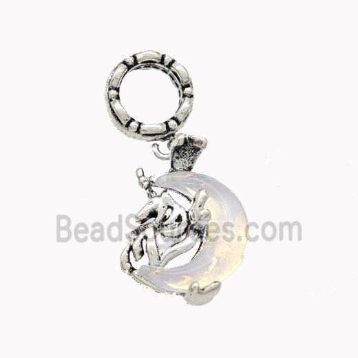 Alloy Moon Pendant Pave Acrylic Antique Silver