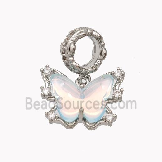 Copper Butterfly Pendant Pave Acrylic Platinum Plated