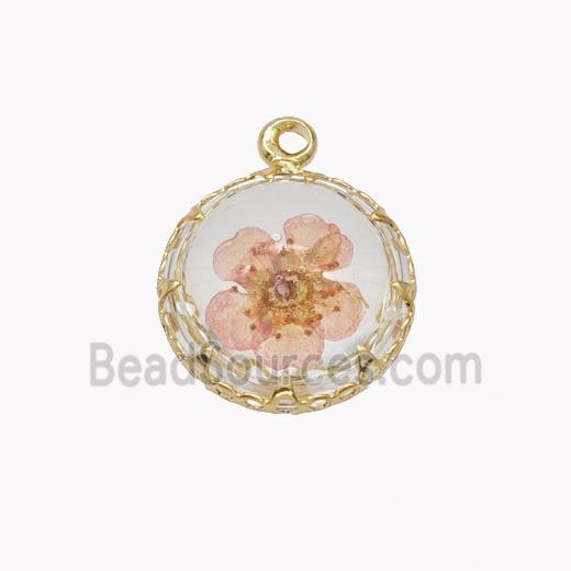 Acrylic Flower Pendant Gold Plated