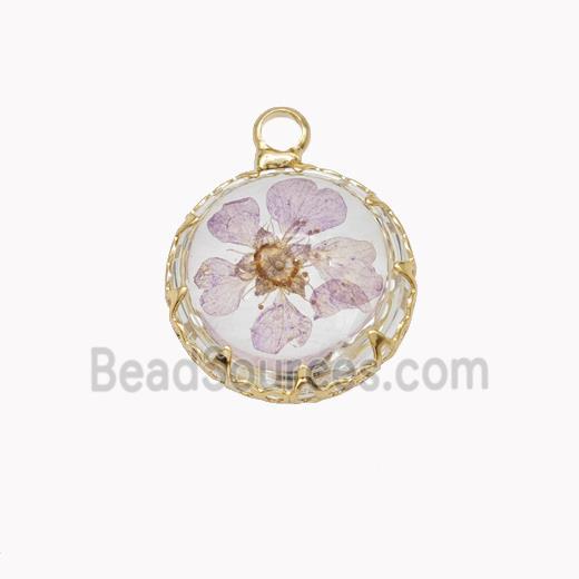 Acrylic Flower Pendant Gold Plated