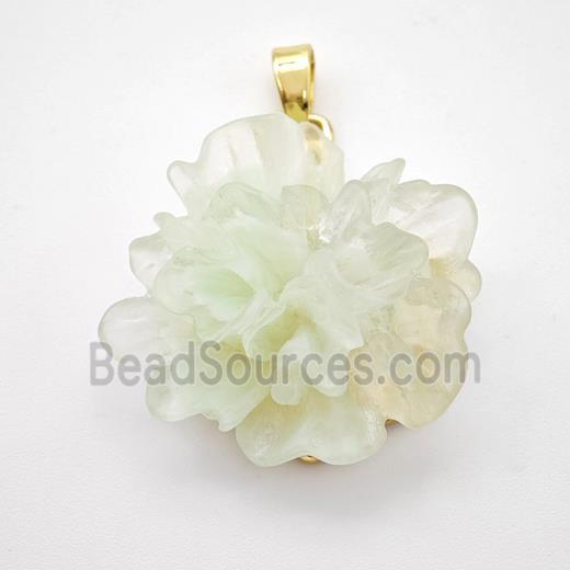 Lt.green Resin Flower Pendant