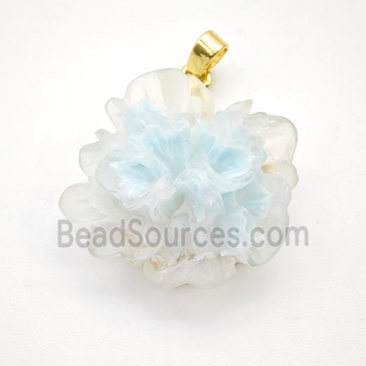 Lt.blue Resin Flower Pendant