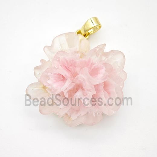 Pink Resin Flower Pendant