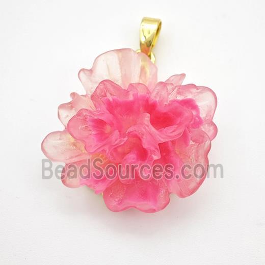 Fuchsia Resin Flower Pendant