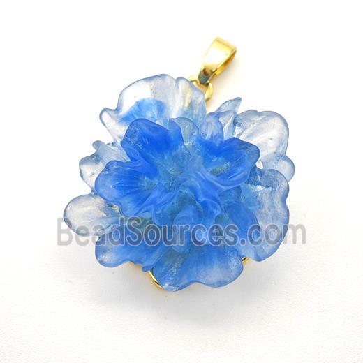 Blue Resin Flower Pendant