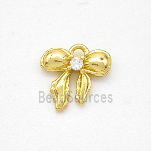 Copper Bowknot Pendant Pave Zirconia Gold Plated