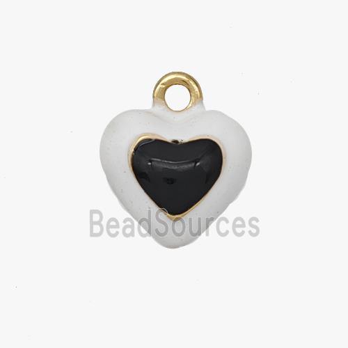 Copper Heart Pendant White Black Enamel Gold Plated