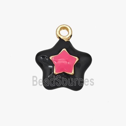 Copper Star Pendant Black Pink Enamel Gold Plated
