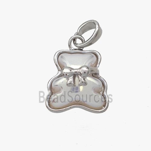 Copper Bear Pendant Pave Acrylic Platinum Plated