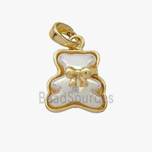 Copper Bear Pendant Pave Acrylic Gold Plated