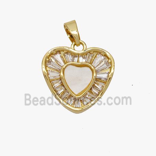 Copper Heart Pendant Pave Zirconia Gold Plated