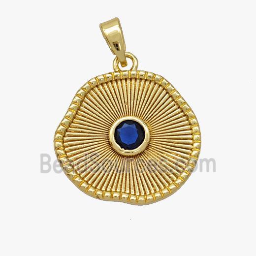 Copper Sun Ray Pendant Pave Zirconia Gold Plated