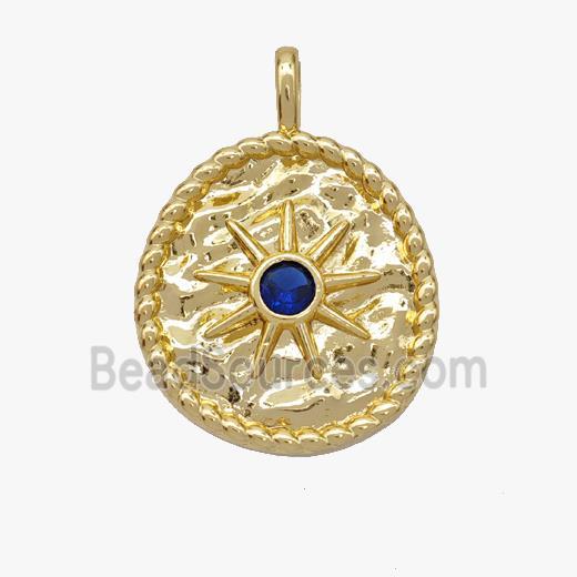 Copper Sun Pendant Pave Zirconia Gold Plated