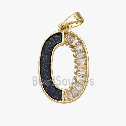 Copper Oval Pendant Pave Shell Zirconia Gold Plated