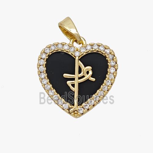Copper Heart Pendant Pave Shell Zirconia Gold Plated