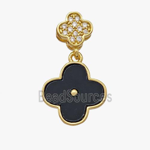 Copper Clover Pendant Pave Shell Zirconia Gold Plated